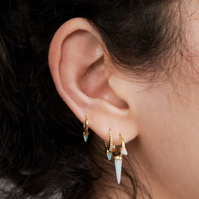 Triple Long Opal Spike Hoop Earring - Image 6