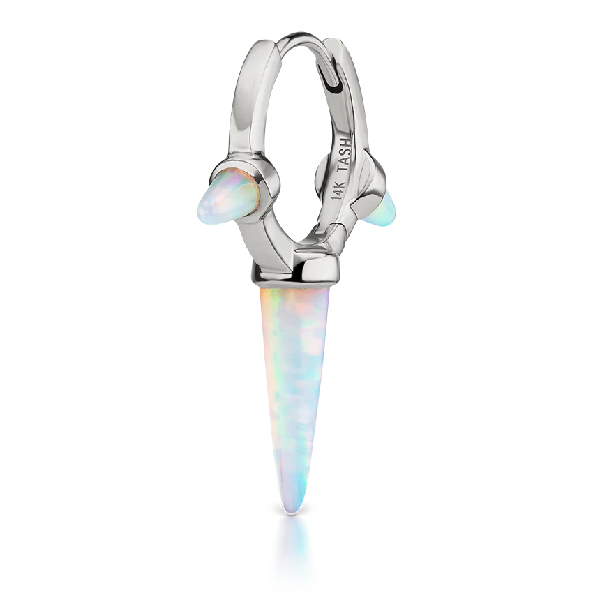 Triple Long Opal Spike Hoop Earring - Image 7