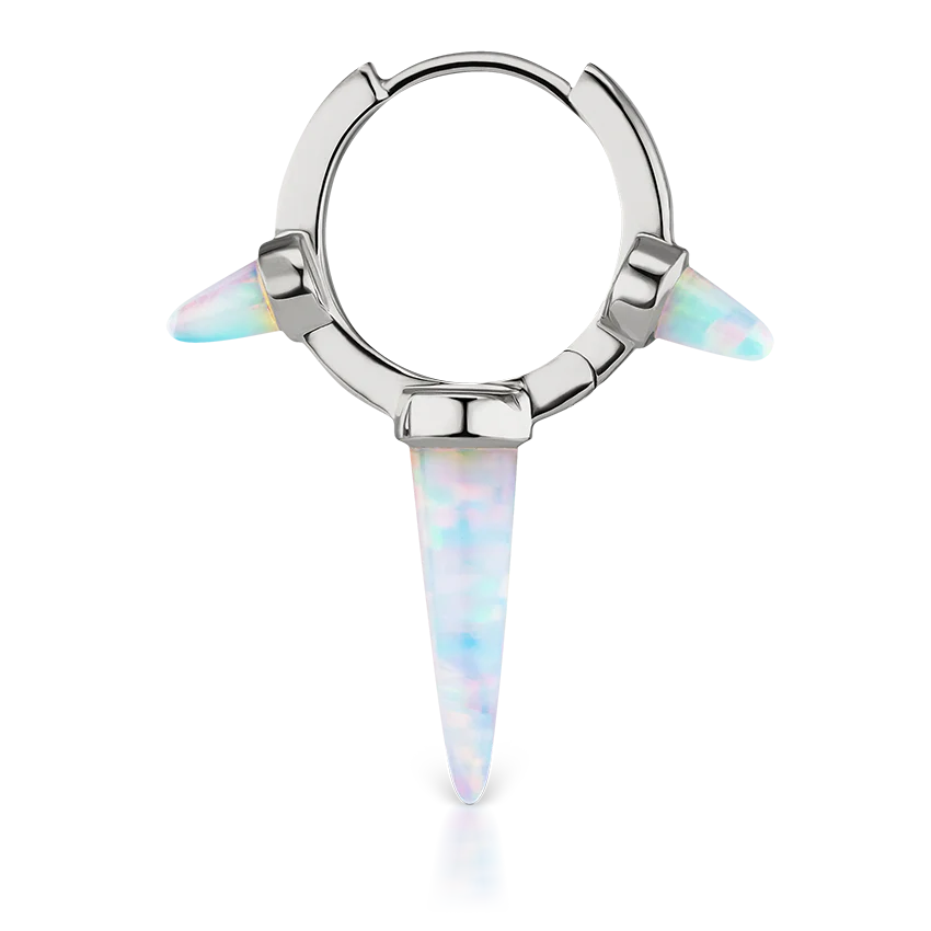 Triple Long Opal Spike Hoop Earring - Image 8