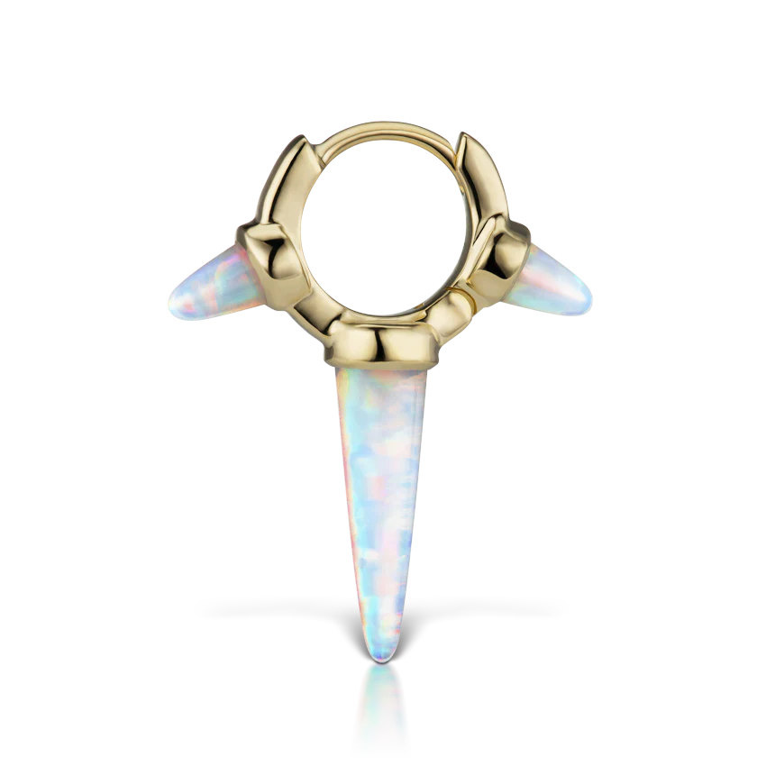 Triple Long Opal Spike Hoop Earring - Image 9