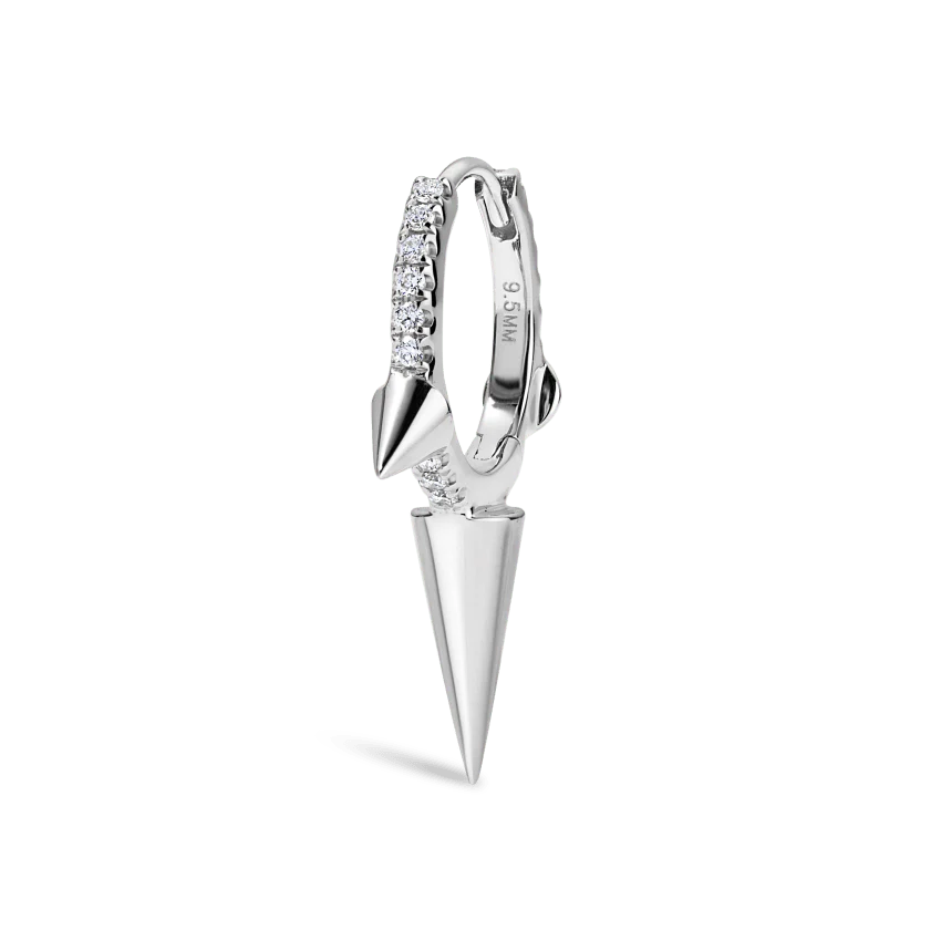 Triple Long Spike Diamond Eternity Hoop Earring - Image 10
