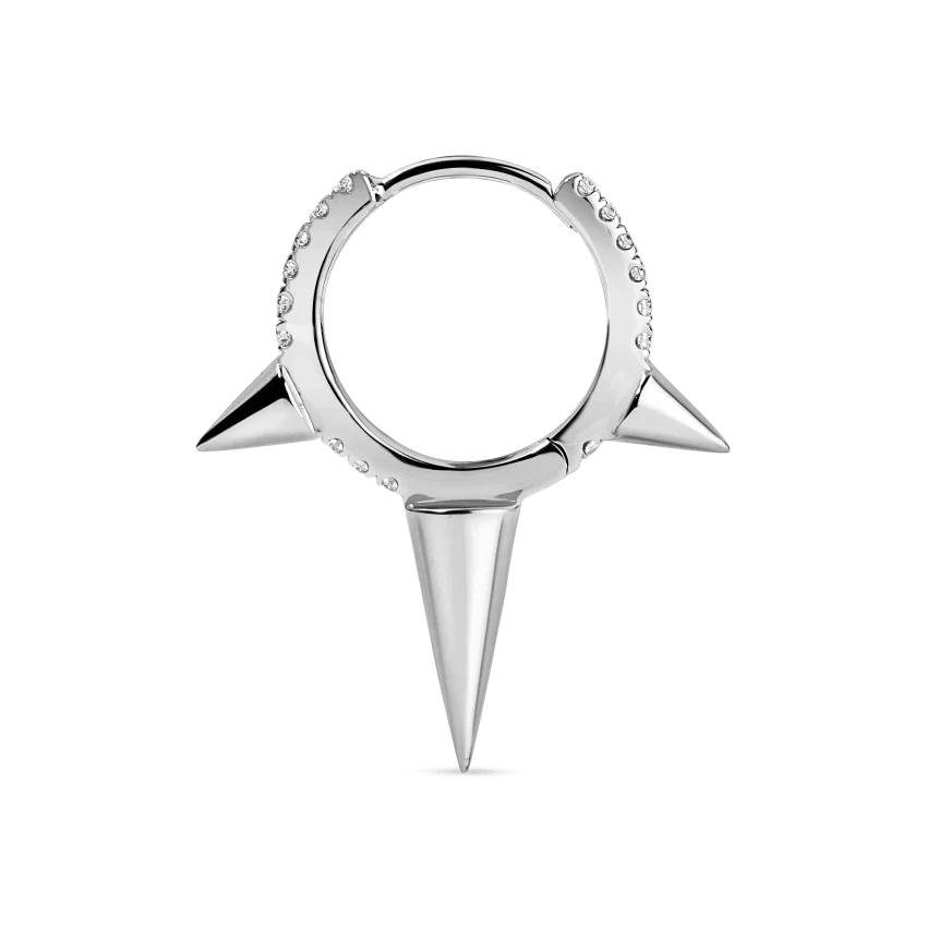 Triple Long Spike Diamond Eternity Hoop Earring - Image 12