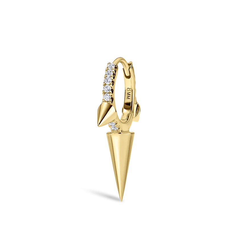 Triple Long Spike Diamond Eternity Hoop Earring - Image 15