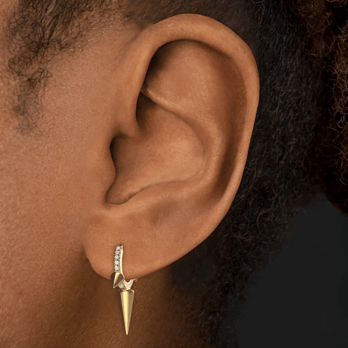Triple Long Spike Diamond Eternity Hoop Earring - Image 18