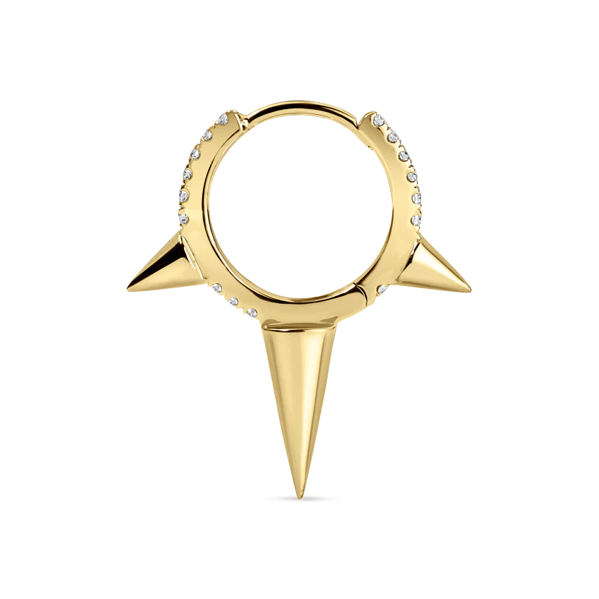 Triple Long Spike Diamond Eternity Hoop Earring - Image 23