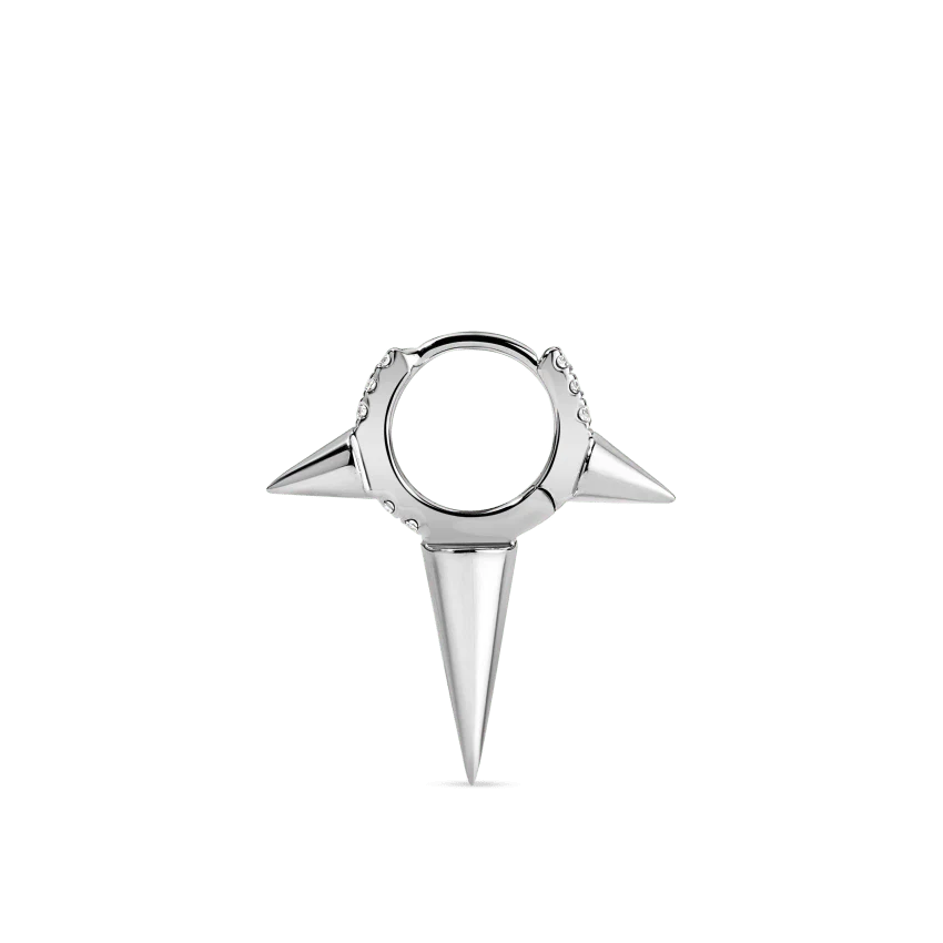 Triple Long Spike Diamond Eternity Hoop Earring - Image 3