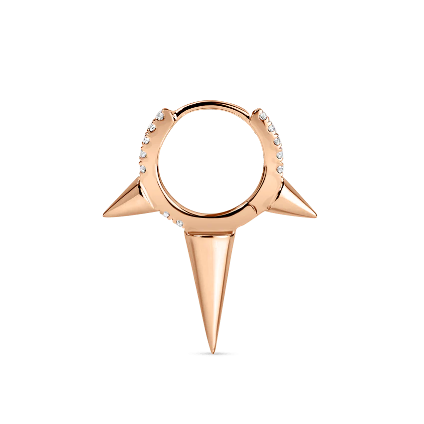 Triple Long Spike Diamond Eternity Hoop Earring - Image 31