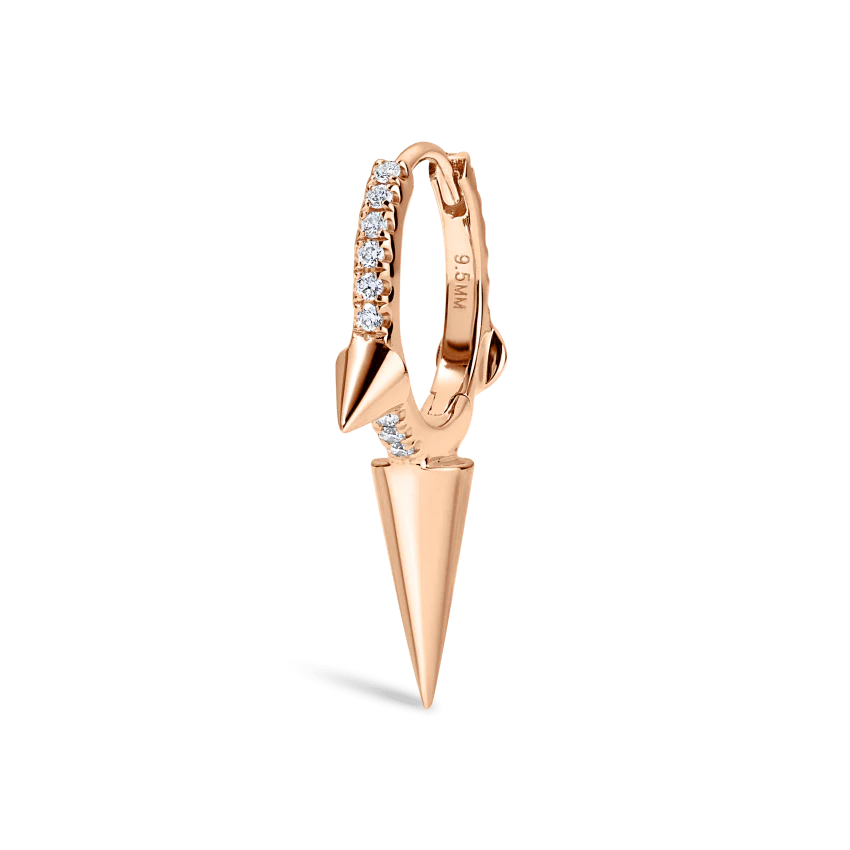 Triple Long Spike Diamond Eternity Hoop Earring - Image 32