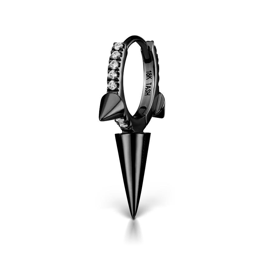 Triple Long Spike Diamond Eternity Hoop Earring - Image 37