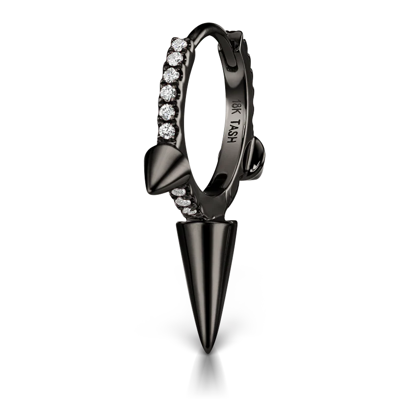 Triple Long Spike Diamond Eternity Hoop Earring - Image 38