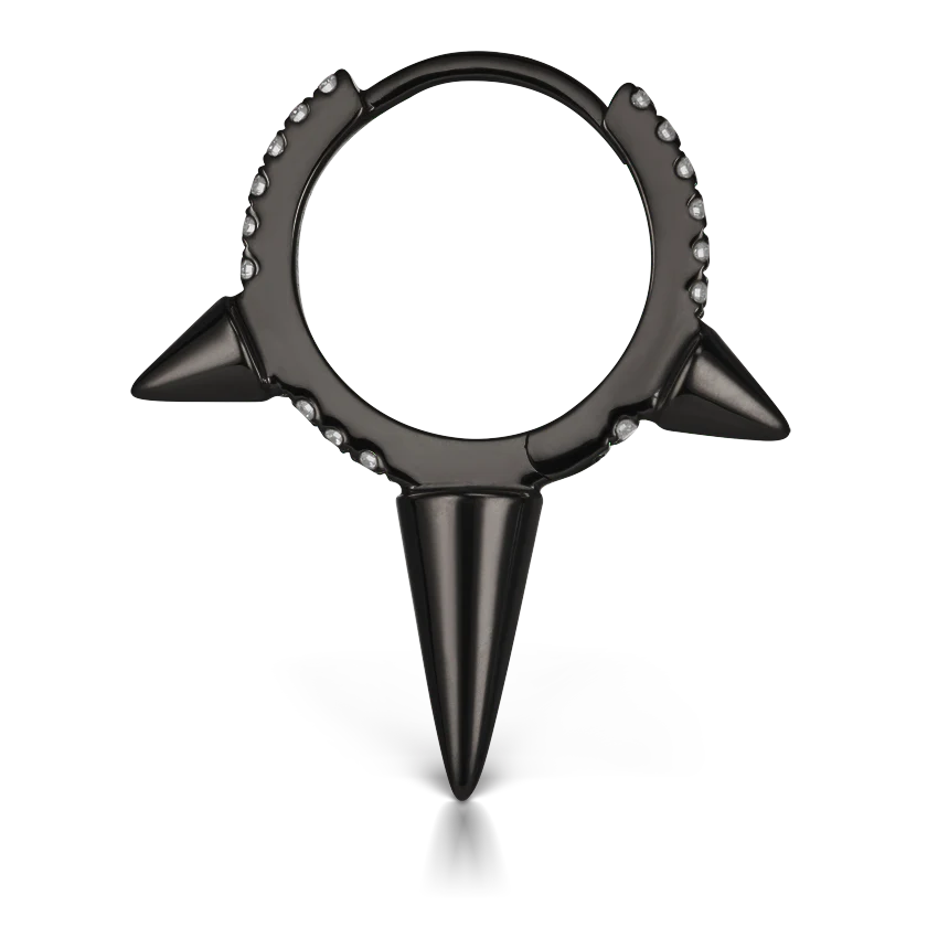 Triple Long Spike Diamond Eternity Hoop Earring - Image 39