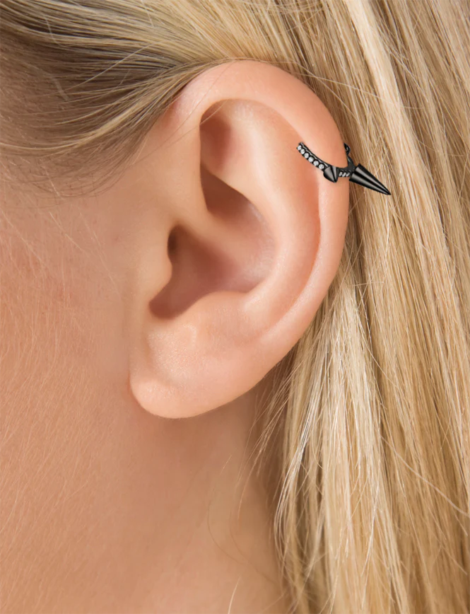Triple Long Spike Diamond Eternity Hoop Earring - Image 40
