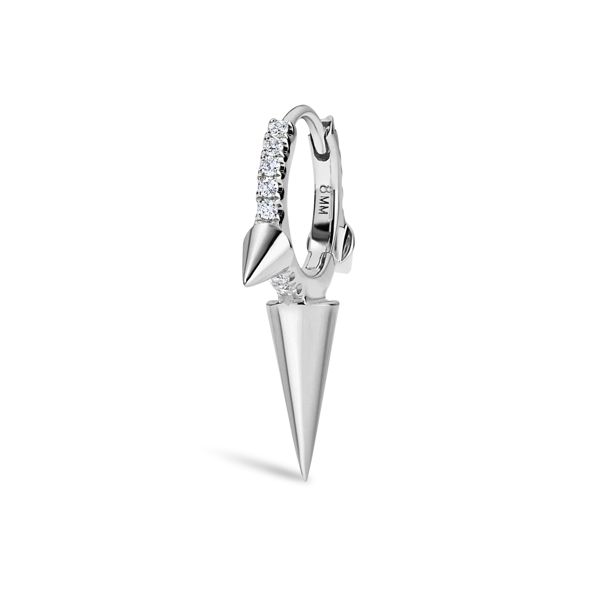 Triple Long Spike Diamond Eternity Hoop Earring - Image 45