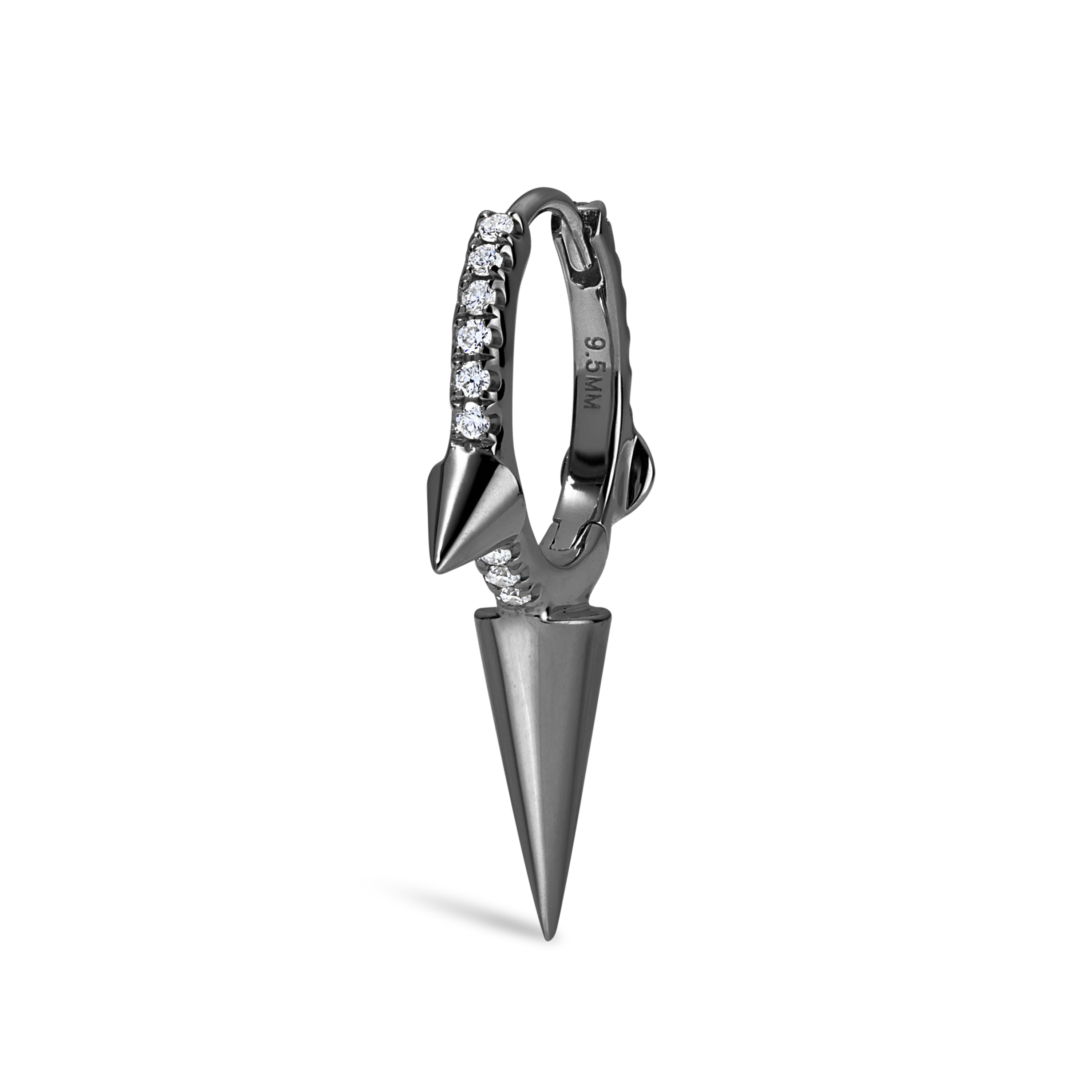 Triple Long Spike Diamond Eternity Hoop Earring - Image 52