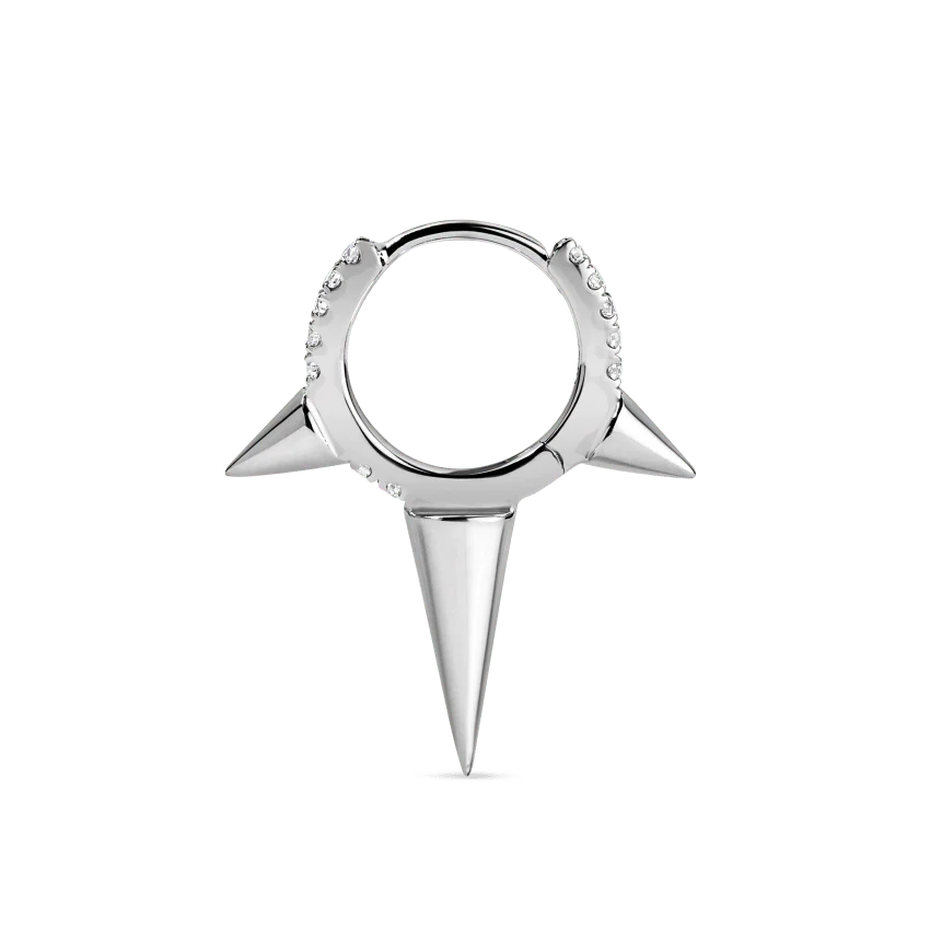 Triple Long Spike Diamond Eternity Hoop Earring - Image 9