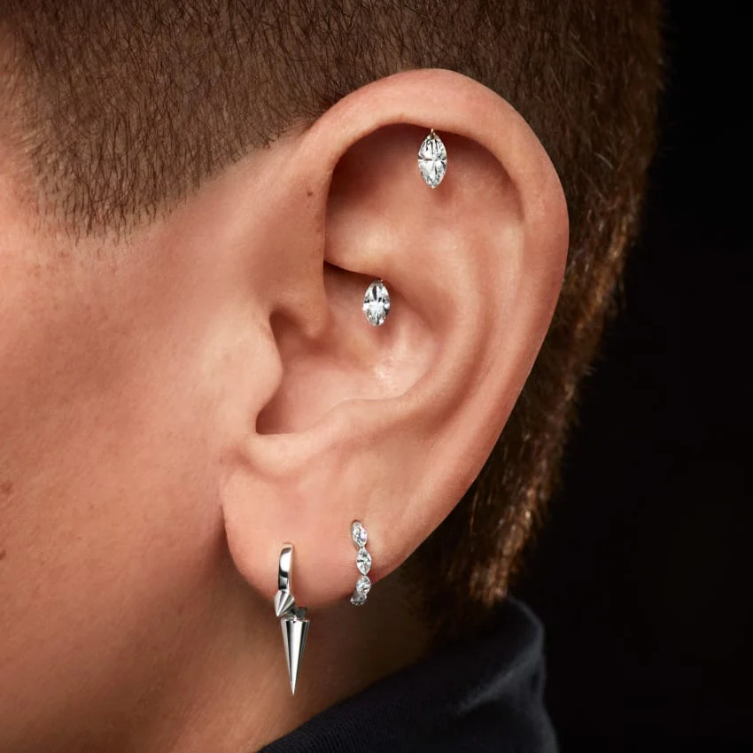 Triple Long Spike Hoop Earring - Image 7