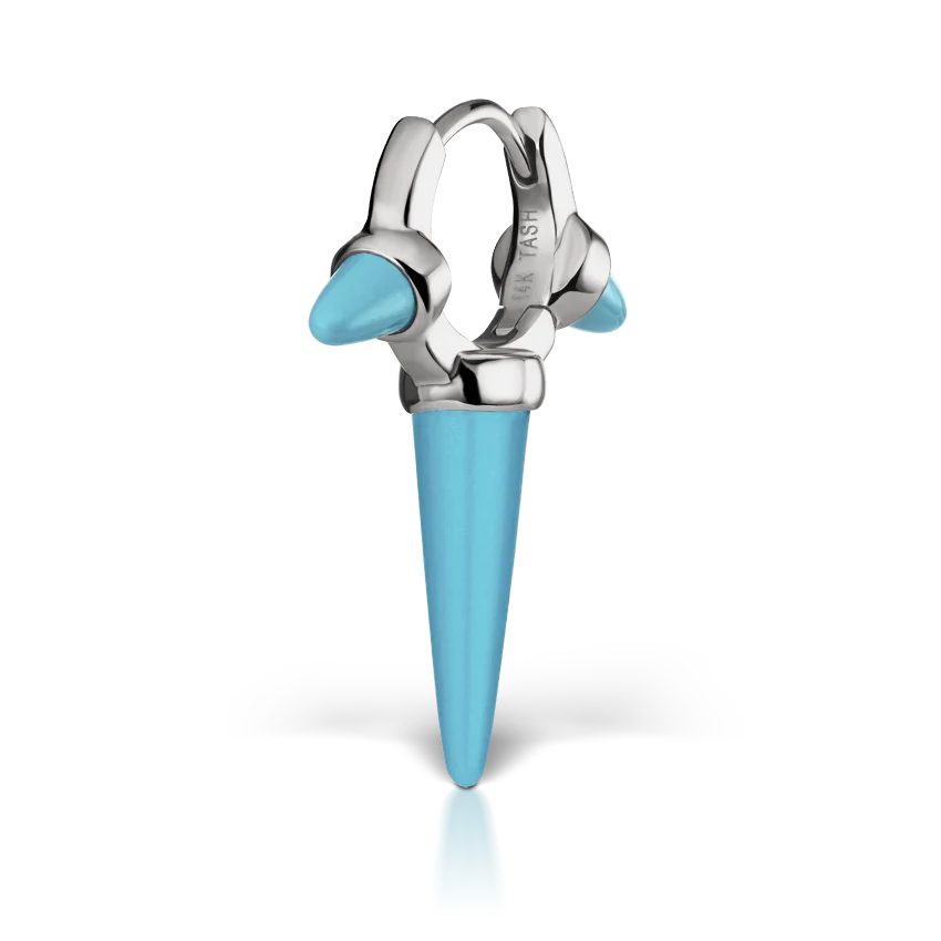 Triple Long Turquoise Spike Hoop Earring - Image 3