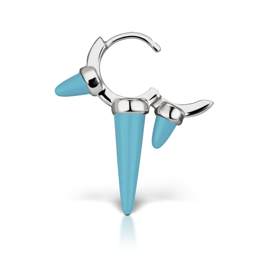 Triple Long Turquoise Spike Hoop Earring - Image 4