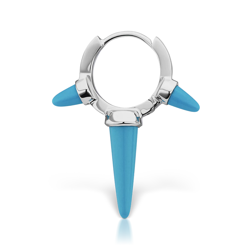 Triple Long Turquoise Spike Hoop Earring - Image 6