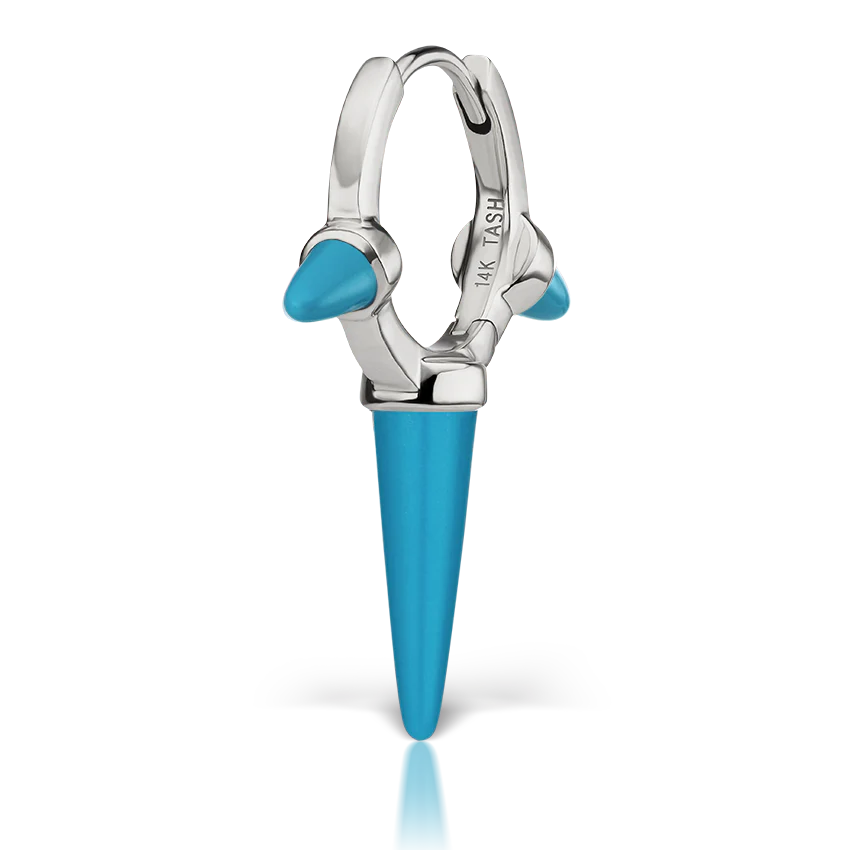 Triple Long Turquoise Spike Hoop Earring - Image 9
