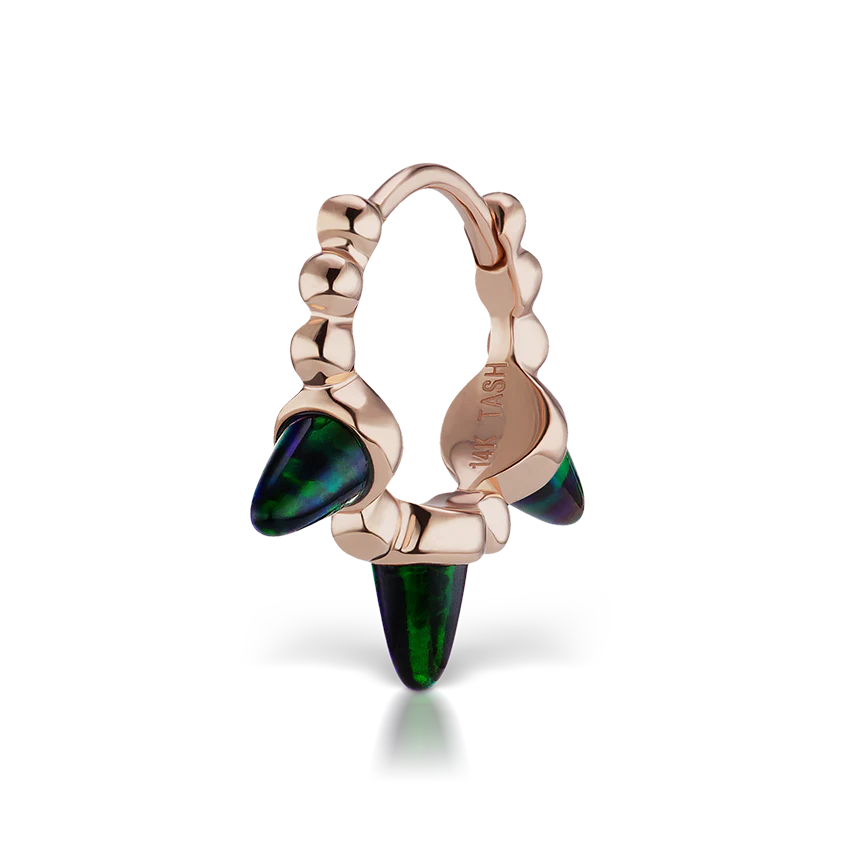 Triple Short Black Opal Spike Granulated Hoop Earring - Image 21