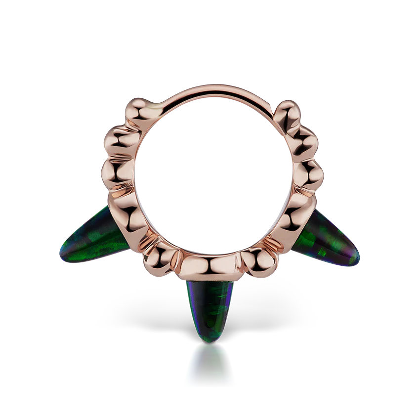 Triple Short Black Opal Spike Granulated Hoop Earring - Image 22