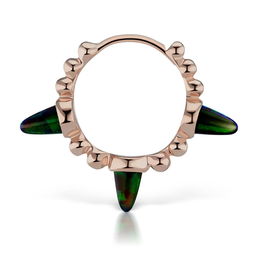 Triple Short Black Opal Spike Granulated Hoop Earring - Image 25