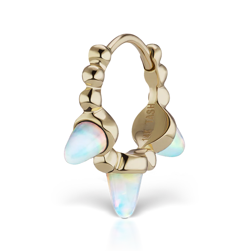 Triple Short Opal Spike Granulated Hoop Earring - Image 11