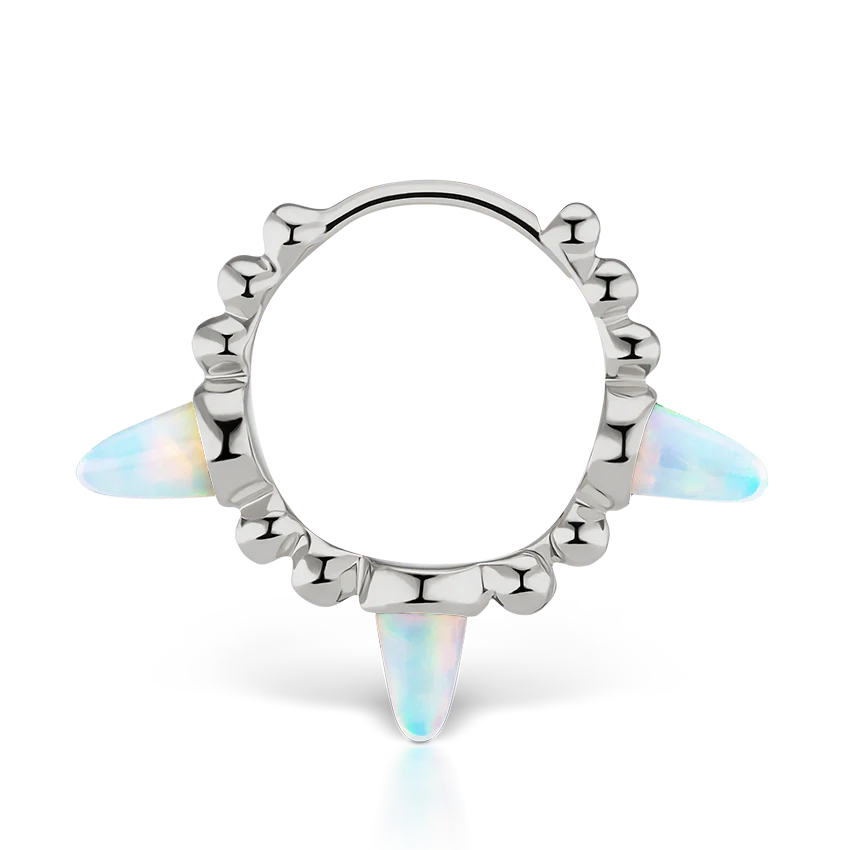 Triple Short Opal Spike Granulated Hoop Earring - Image 7