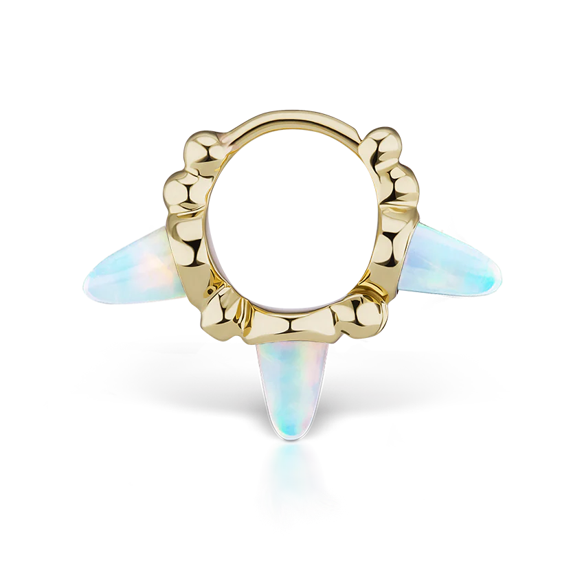 Triple Short Opal Spike Granulated Hoop Earring - Image 9