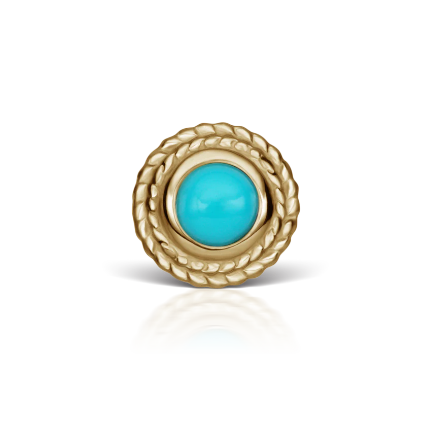 Turquoise Thin Braid Threaded Stud Earring With Titanium Backing - Image 6