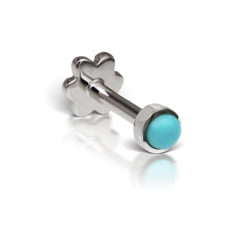 Turquoise Threaded Stud Earring With Titanium Backing - Image 2