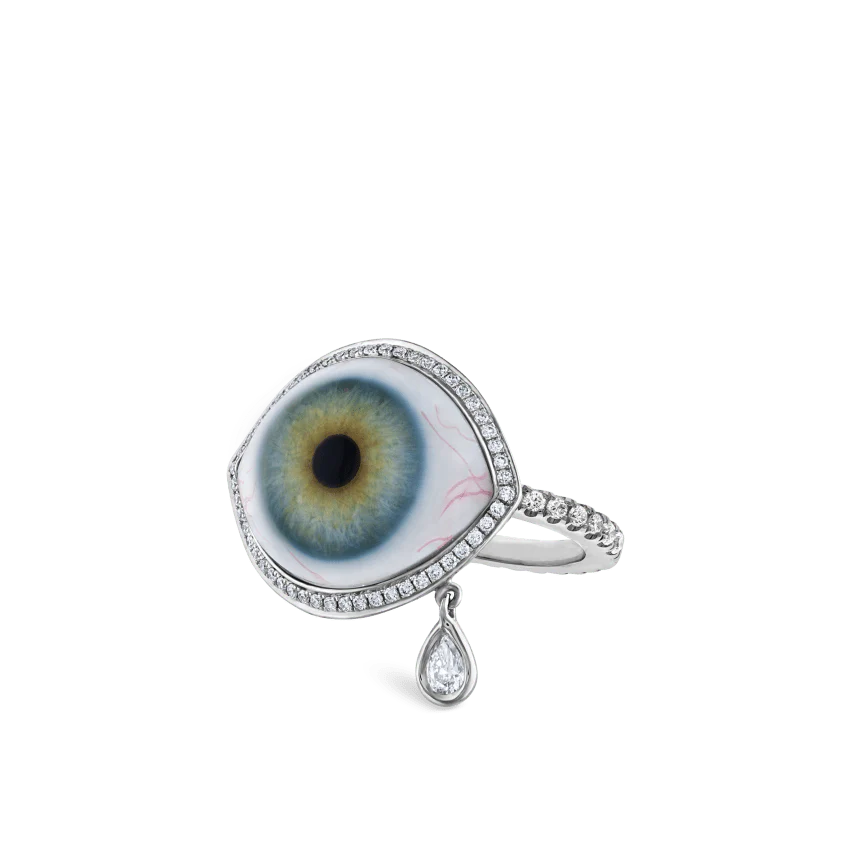 Diamond Halo Teardrop Eye Finger Ring - Image 12