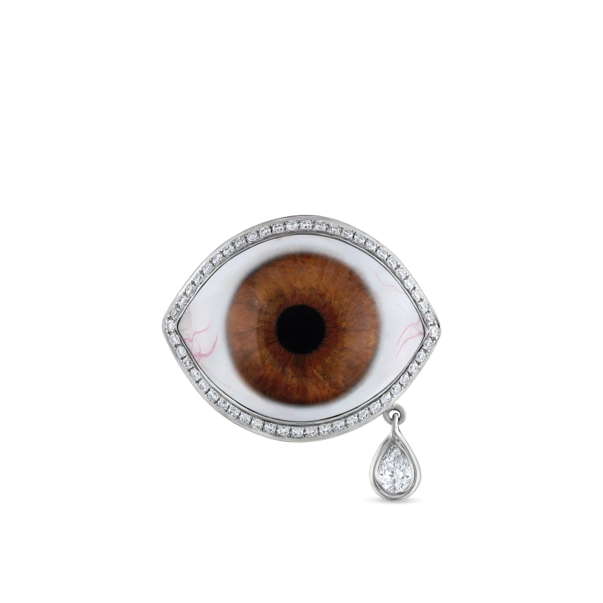 Diamond Halo Teardrop Eye Finger Ring - Image 22