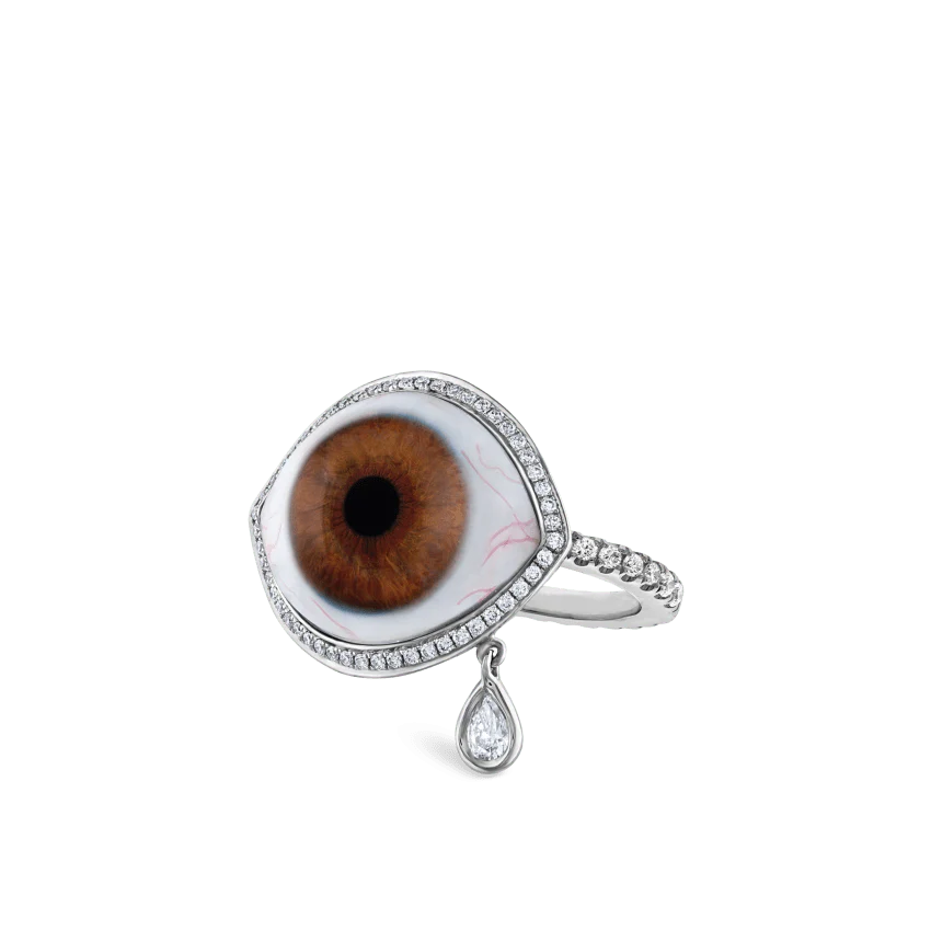 Diamond Halo Teardrop Eye Finger Ring - Image 23