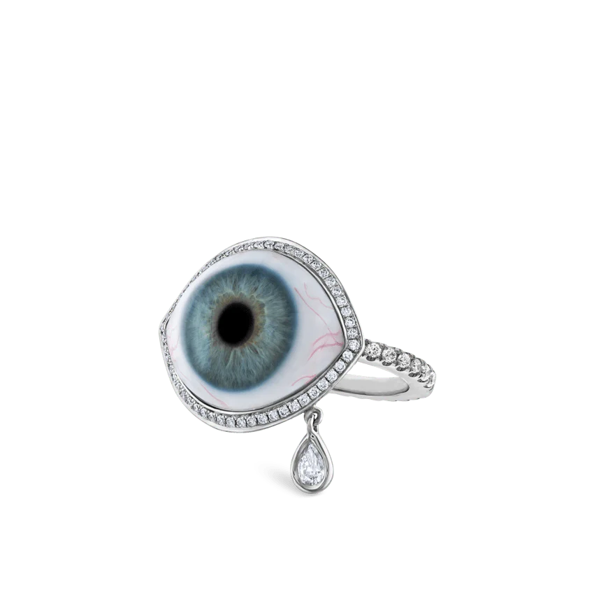 Diamond Halo Teardrop Eye Finger Ring - Image 31