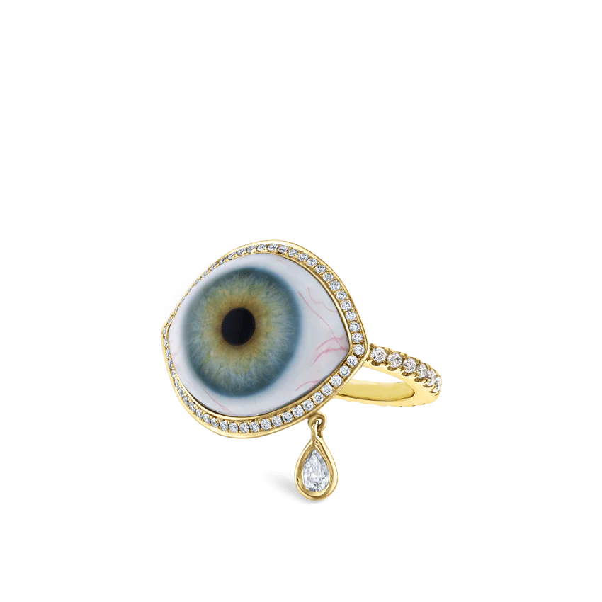 Diamond Halo Teardrop Eye Finger Ring - Image 37