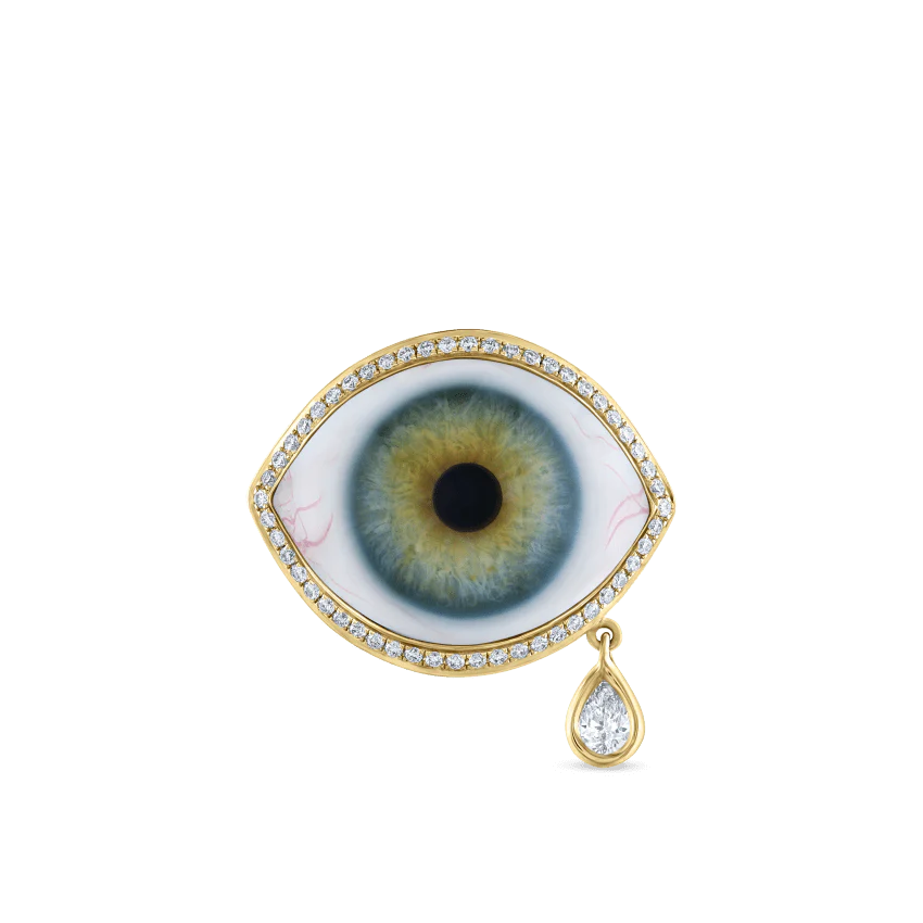 Diamond Halo Teardrop Eye Finger Ring - Image 48