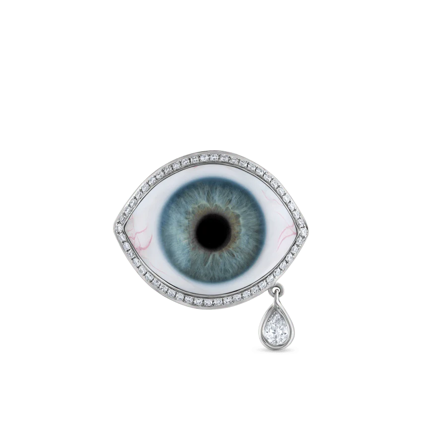 Diamond Halo Teardrop Eye Finger Ring - Image 5