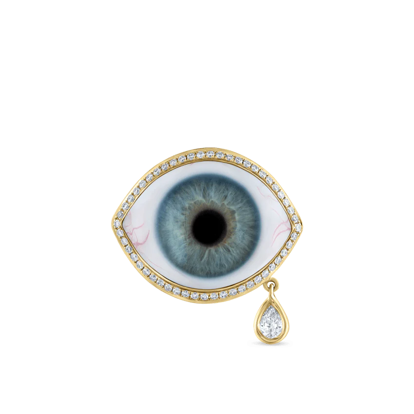 Diamond Halo Teardrop Eye Finger Ring - Image 65