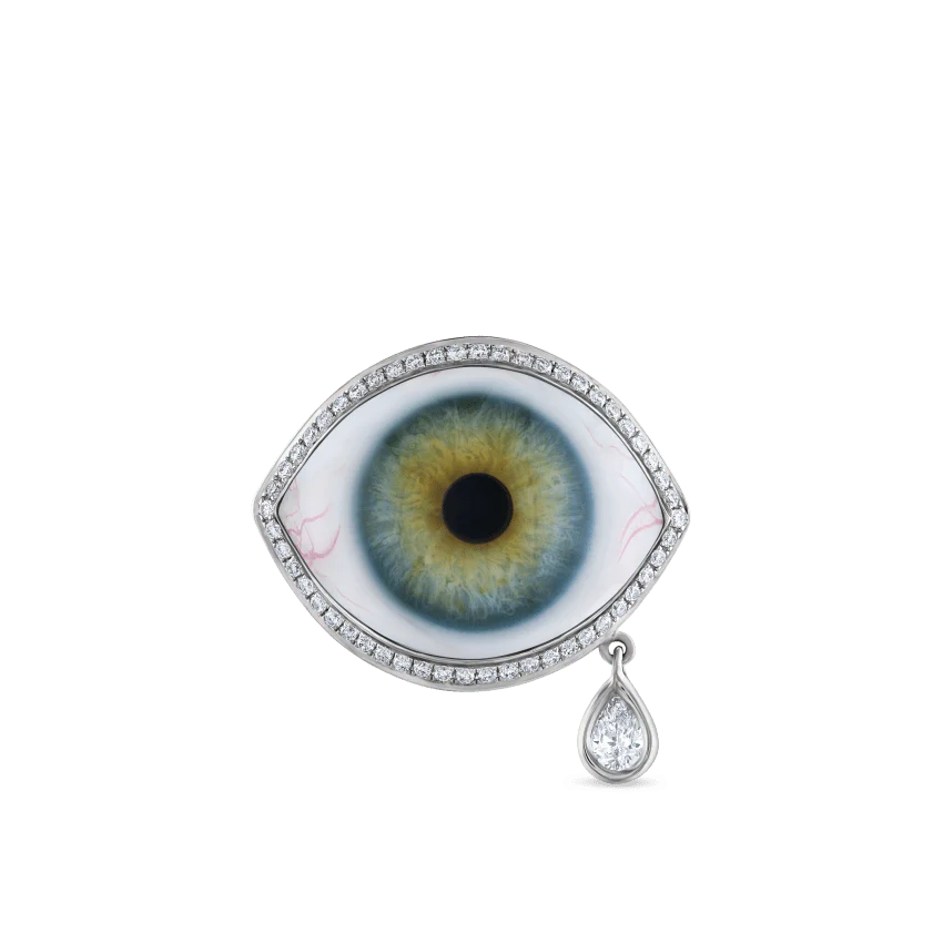 Diamond Halo Teardrop Eye Finger Ring - Image 7
