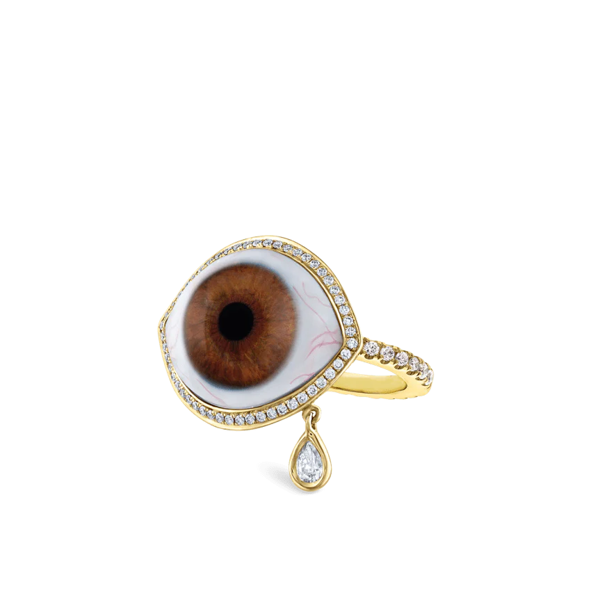 Diamond Halo Teardrop Eye Finger Ring - Image 70