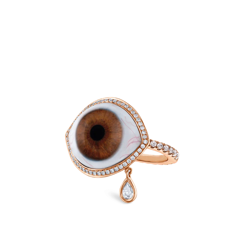 Diamond Halo Teardrop Eye Finger Ring - Image 78