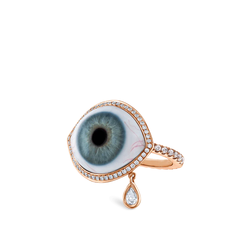 Diamond Halo Teardrop Eye Finger Ring - Image 86