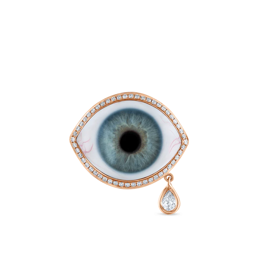 Diamond Halo Teardrop Eye Finger Ring - Image 91