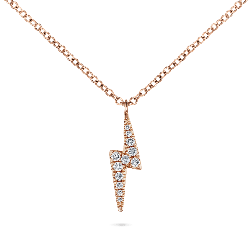 White and Black Diamond Lightning Bolt Necklace - Image 3
