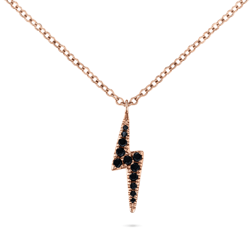 White and Black Diamond Lightning Bolt Necklace - Image 5